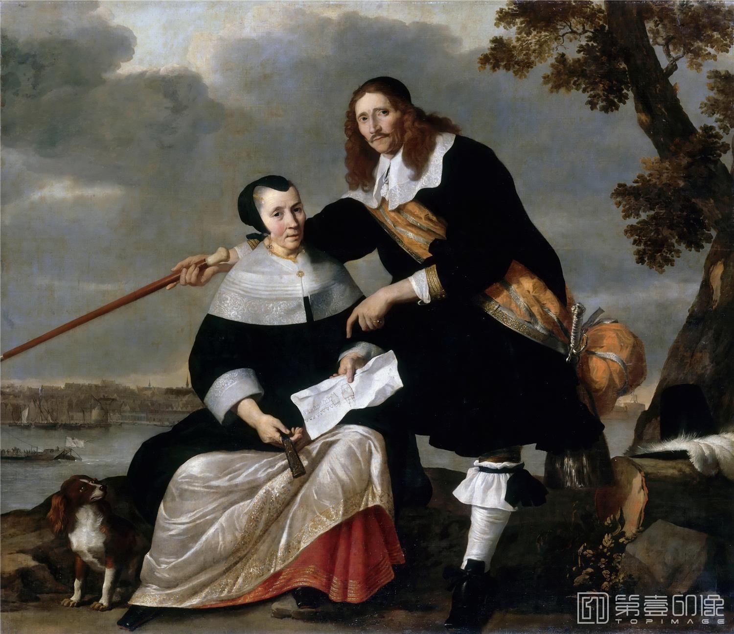 油画-卢浮宫-Nicolaes Van Helt StockadePortrait of Hendryck Henck (Huyck) and his Wife Catharina Brouwers-1350